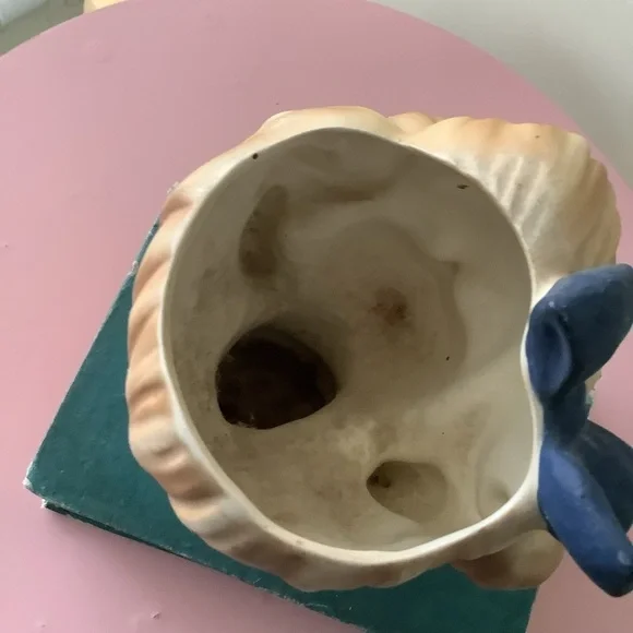 Vintage Caffco E3286 Porcelain Young Girl Lady Head Vase Planter Bow Pearls - Picture 6 of 9